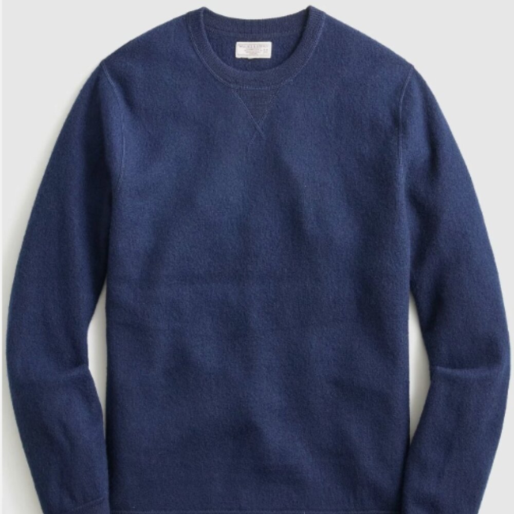 NWT J. Crew Wallace and Barnes Boiled Merino Wool Sweatshirt Men's Medium Navy